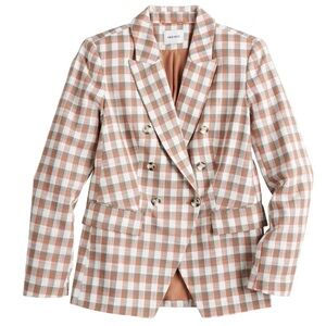 NINE WEST NWT Double Breasted Plaid Blazer S